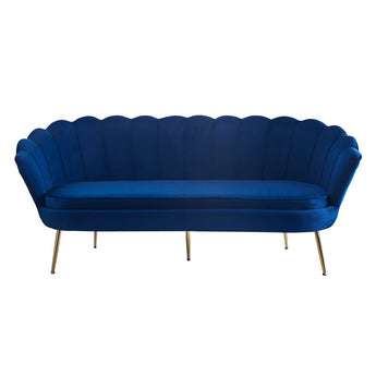 3-zits Schelp sofa - blauw fluweel Bank SalesFever