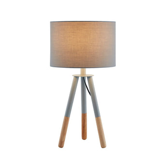Tafellamp met houten frame en grijze stoffen kap Lamp SalesFever