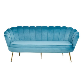 3-zits schelp sofa - blauw fluweel Bank SalesFever