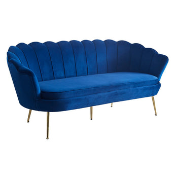 3-zits Schelp sofa - blauw fluweel Bank SalesFever
