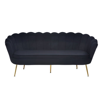 3-zits schelp sofa in zwart fluweel Bank SalesFever