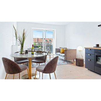 Geneve eetkamerstoel - set van 2 - grijs/goud Stoel House Nordic
